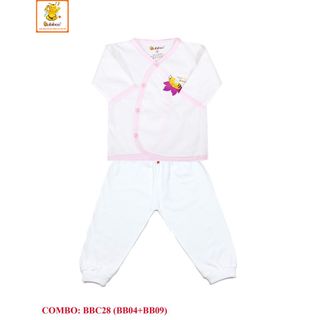 Bộ cotton cổ tim dài viền màu BABIBOO - BBC28
