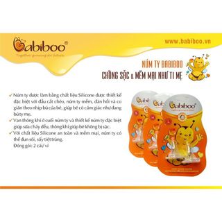Núm ty silicone siêu mềm cổ hẹp Babiboo - BA812