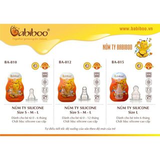 Núm ty silicone siêu mềm cổ hẹp Babiboo - BA812