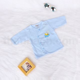 ÁO SƠ SINH MÀU CỔ TIM VIỀN TAY DÀI IN CHUYỂN NHIỆT BABIBOO - BB17