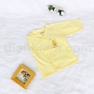 ÁO SƠ SINH MÀU CỔ TIM VIỀN TAY DÀI IN CHUYỂN NHIỆT BABIBOO - BB17