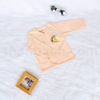 ÁO SƠ SINH MÀU CỔ TIM VIỀN TAY DÀI IN CHUYỂN NHIỆT BABIBOO - BB17
