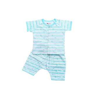 Bộ sơ sinh cotton tay ngắn cài giữa in sọc Babiboo - BB129 giá sỉ