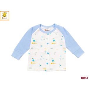 Áo sơ sinh raplan tay dài màu cotton phối họa tiết - BB51N giá sỉ