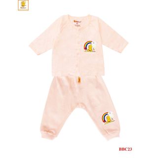 Bộ sơ sinh 100% cotton màu dài ráp lăng Babiboo - BBC23