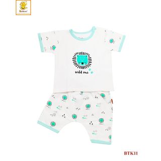 Bộ sơ sinh cài vai sư tử tay ngắn cotton 4 chiều BABIBOO - BTK11 giá sỉ