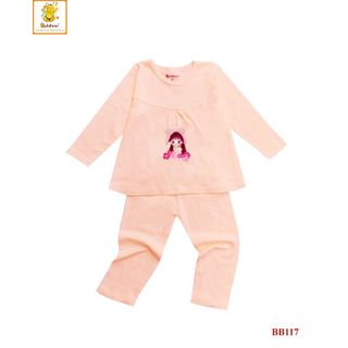 BỘ ÁO BÉ GÁI COTTON BOZIP TAY DÀI BABIBOO BB117 giá sỉ