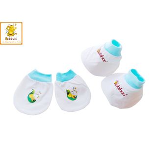 BỘ BAO TAY BAO CHÂN SƠ SINH TRẮNG VIỀN MÀU IN HÌNH 100% COTTON BABIBOO - BB57 giá sỉ