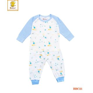 Bộ Sơ Sinh tay dài ráp lăng 100% cotton mềm mịn in hình cute BABIBOO - BBC21