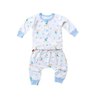 Quần áo sơ sinh BABIOO, đồ sơ sinh tay dài cài giữa in hình cotton 2 chiều BB142