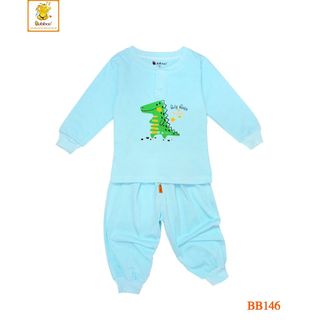 Quần áo sơ sinh BABIBOO, đồ sơ sinh tay dài cổ trụ hình màu cotton 2 chiều BB146 giá sỉ