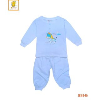 Quần áo sơ sinh BABIBOO, đồ sơ sinh tay dài cổ trụ hình màu cotton 2 chiều BB146