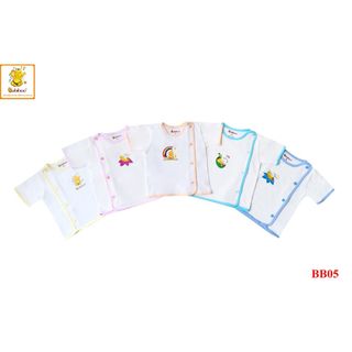 COMBO 5 Áo sơ sinh bác sĩ viền màu in hình tay ngắn cotton BABIBOO - BB05 giá sỉ