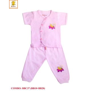 BỘ COTTON MÀU CỔ TIM TAY NGẮN BABIBOO - BBC37