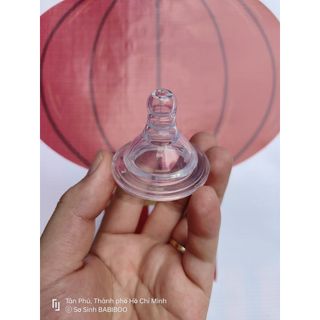Núm ty Silicone lỗ + cổ rộng siêu mềm Babiboo - BB817