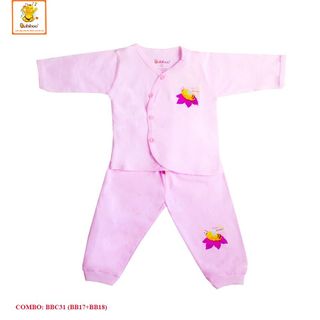 Bộ cotton màu dài cổ tim BABIBOO - BBC31