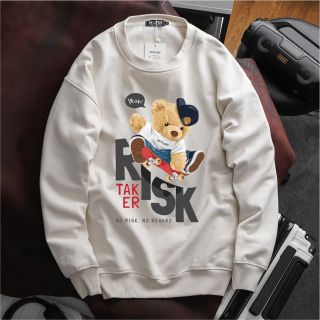 Áo sweater nam vải nỉ form bigsize 90kg - 120kg - in hình gấu và in chữ
