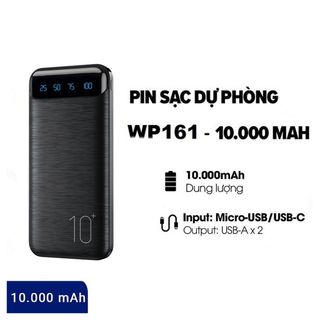 Pin Sạc Dự Phòng 10000mAh mWP-161 Sạc 2 Thiết Bị Cùng Lúc, Sạc Nhanh 2.1A
