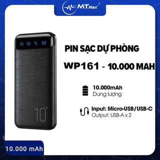 Pin Sạc Dự Phòng 10000mAh mWP-161 Sạc 2 Thiết Bị Cùng Lúc, Sạc Nhanh 2.1A giá sỉ