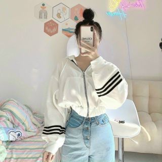 Áo khoác crotop dây kéo khoen nón 2 lớp rộng