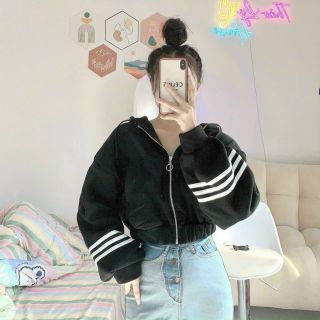 Áo khoác crotop dây kéo khoen nón 2 lớp rộng