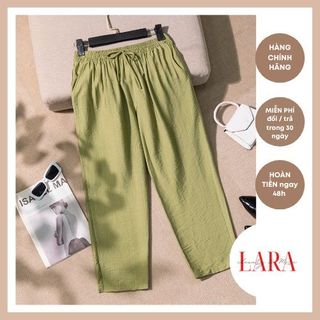 Quần đũi ống rộng dài, Vải Đũi Dài Suông, dáng Relax tiện lợi phong cách thoải mái, cạp chun, lưng cao - LARA Fashion