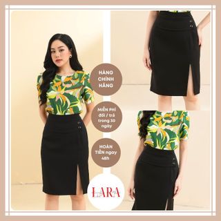 Chân Váy Chất Thô Xẻ Trước Màu Đen, thời trang công sở, đi làm, hội họp lịch sự, thanh lịch, duyên dáng và điệu đà-LARA