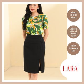 Chân Váy Chất Thô Xẻ Trước Màu Đen, thời trang công sở, đi làm, hội họp lịch sự, thanh lịch, duyên dáng và điệu đà-LARA