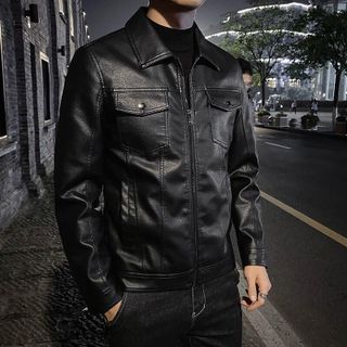 Áo khoác da nam lót vãi dù cao cấp AK102