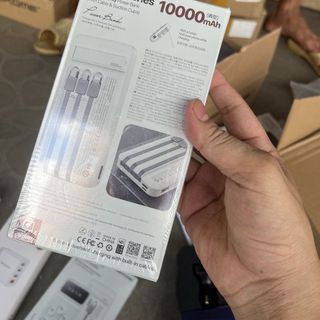 Sạc dự phòng WP233 10000mah sẵn dây 3 đầu sạc có cao su hít mặt lưng điện thoại