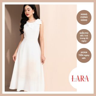 Đầm Dự Tiệc Chất Vải Lụa Hàn Quốc Màu Trắng Đính Nơ phong cách sang trọng, quyến rũ, điệu đà, quý phái-Thời Trang LARA