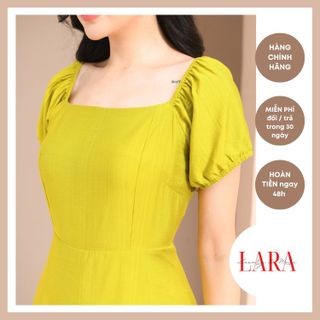 Đầm Váy Chất Đũi Ôm Xoè Màu Vàng Cốm, đi làm, dạo phố phong cách tiểu thư, quyến rũ, điệu đà - Thời Trang LARA