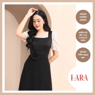 Đầm Dự Tiệc Chất Lụa Hàn Đen Tay Bồng Màu Trắng phong cách sang trọng, quyến rũ, điệu đà, quý phái - Thời Trang LARA