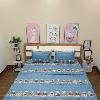 Bộ chăn ga coton poly hè 5 món