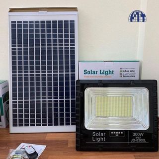 Đèn Năng Lượng Mặt Trời, Đèn Pha JinDian JD-8300L Công Suất 300W - Mẫu Mới 2020, Khung Nhôm, Chip Led "SMD"- BH 02 Năm