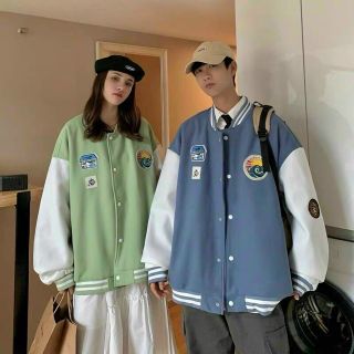 Áo khoác bomber in nỉ nút mịn mát mặt trời nhà
