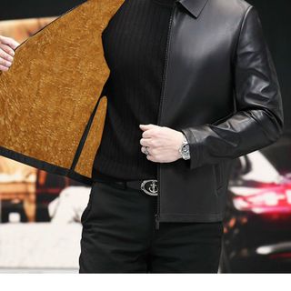 Áo khoác da nam lót lông phong cách trẻ trung AKD110