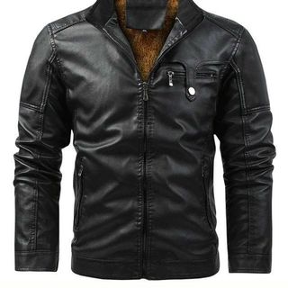 Áo Khoác Da Nam Lót Lông Phối Kéo Viền Tay -DaL03 giá sỉ - giá bán buôn