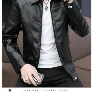 Áo khoác da nam lót lông phong cách mới AKD109