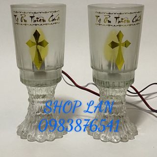 Ly đèn điện cao 15cm bóng đèn led 1 cặp