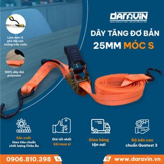 Dây Chằng Hàng Tăng Đơ Bản 25mm Tải 900kg Móc S