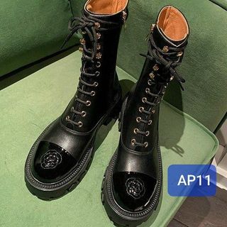Giày Boots Nữ Da Mềm Buộc Dây phối 2 màu sành điệu AP11