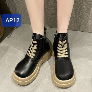 Boots nữ chất da mềm cổ ngắn phối khóa kéo hông AP12