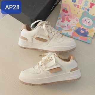 Giày thể thao trắng chất da mềm phối 2 màu AP28