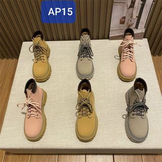Giày Boots Nữ Da Mềm thiết kế dây buộc thời trang AP15