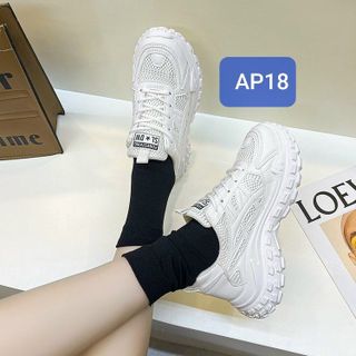 Giày thể thao chất da mềm phối vải Thoáng khí đế răng cưa chống trượt AP18
