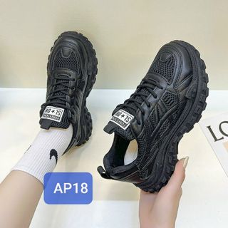 Giày thể thao chất da mềm phối vải Thoáng khí đế răng cưa chống trượt AP18