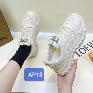 Giày thể thao chất da mềm phối vải Thoáng khí đế răng cưa chống trượt AP18