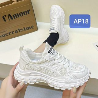Giày thể thao chất da mềm phối vải Thoáng khí đế răng cưa chống trượt AP18