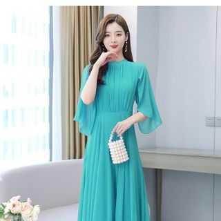 ĐẦM MAXI XẾP LI TAY CÁNH TIÊN - DT1671
